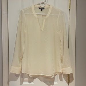 Express Ivory mesh dot long sleeve top